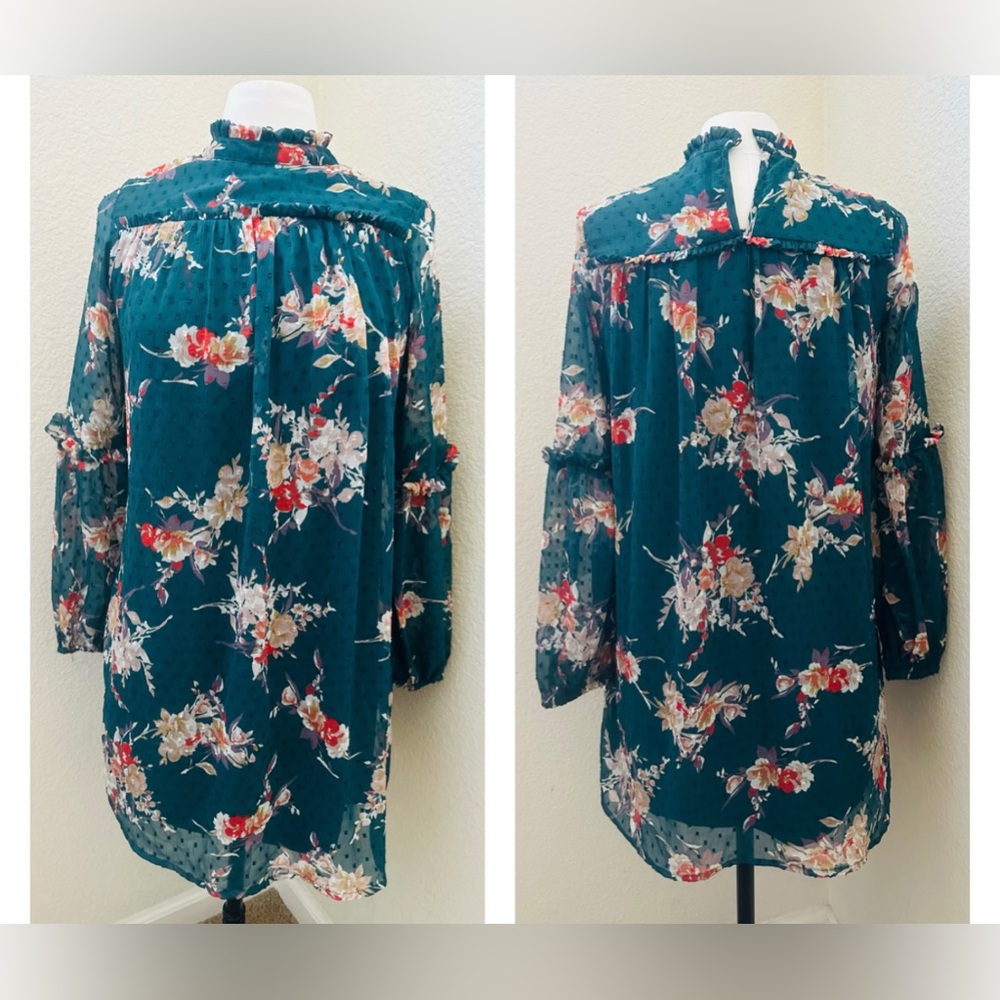 Japna Green Floral Long Sleeve Dress - Size S